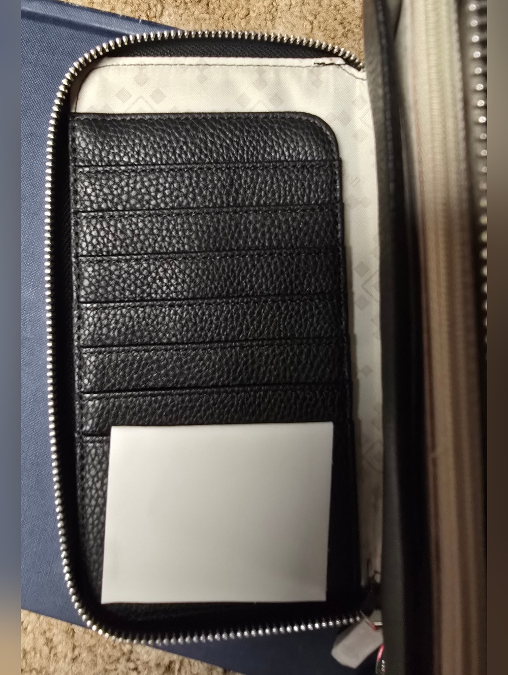 New Jewel byThirty-One Geometric Zip-Around Wristlet Wallet - Black, White & Tan - Picture 4 of 6